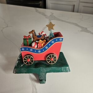 Santa Sleigh With Toys Presents Cast Iron Stocking Hanger By Midwest